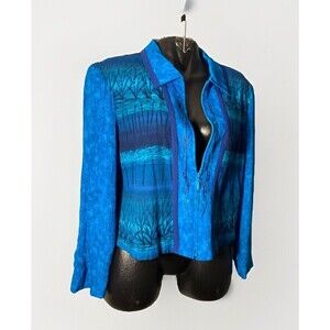 Nancy‎ Bolen For City Girl Womens Lite Jacket Large Zipper Wrinkle Floral Crop